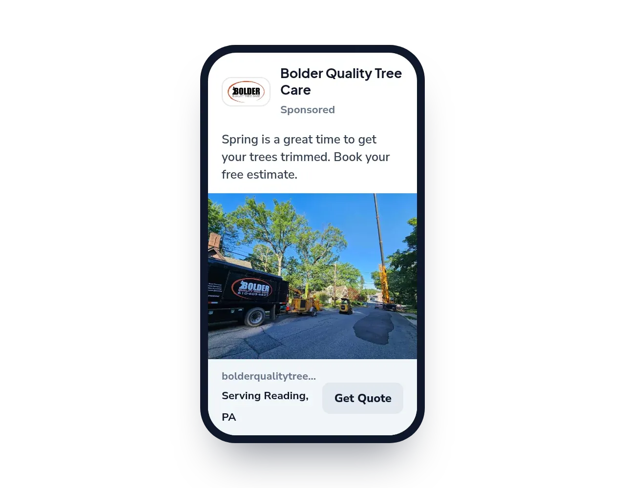 Feed ad: Your work in the local news feed