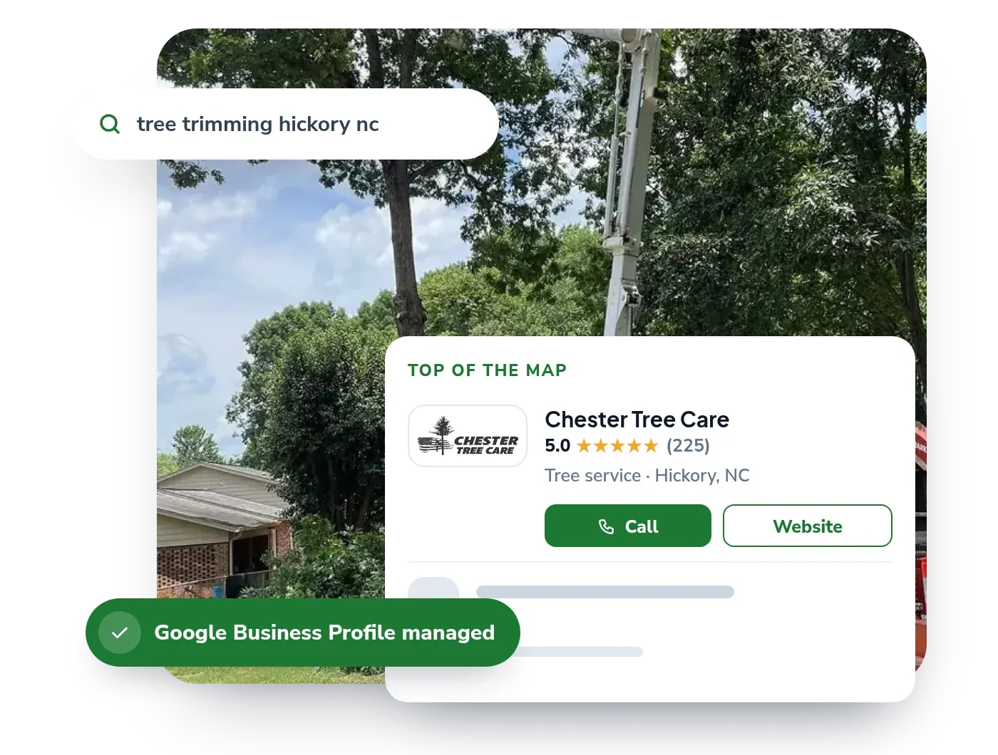 Chester Tree Care in local map results for Hickory, NC