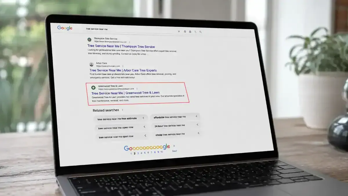 Valpo Agency tree service website stuck on page two of Google search results