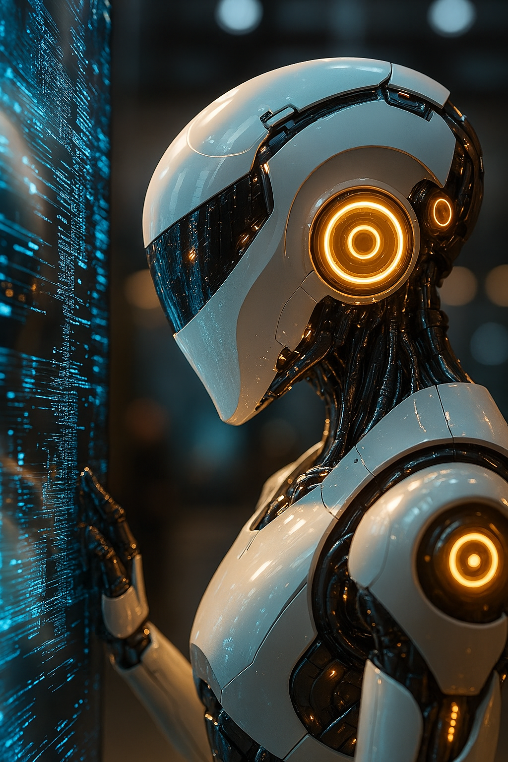 How to optimize yourwebsite for AI searches-futuristic AI robot interacting with digital interface