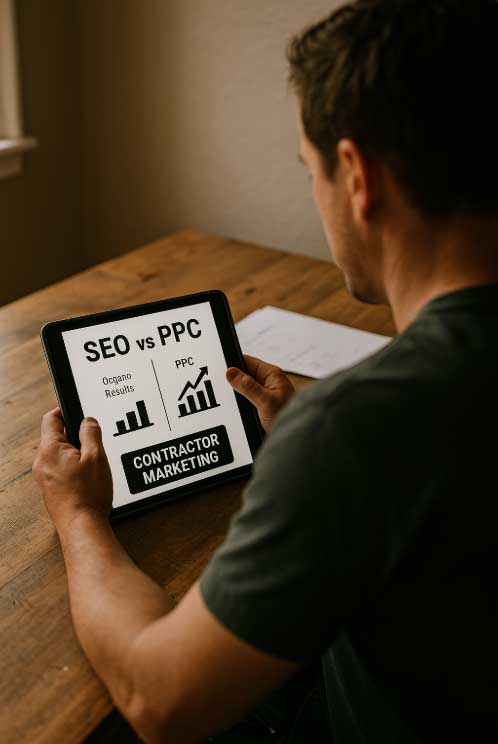 Contractors weigh the benefits of SEO versus PPC in their marketing strategies for better results.