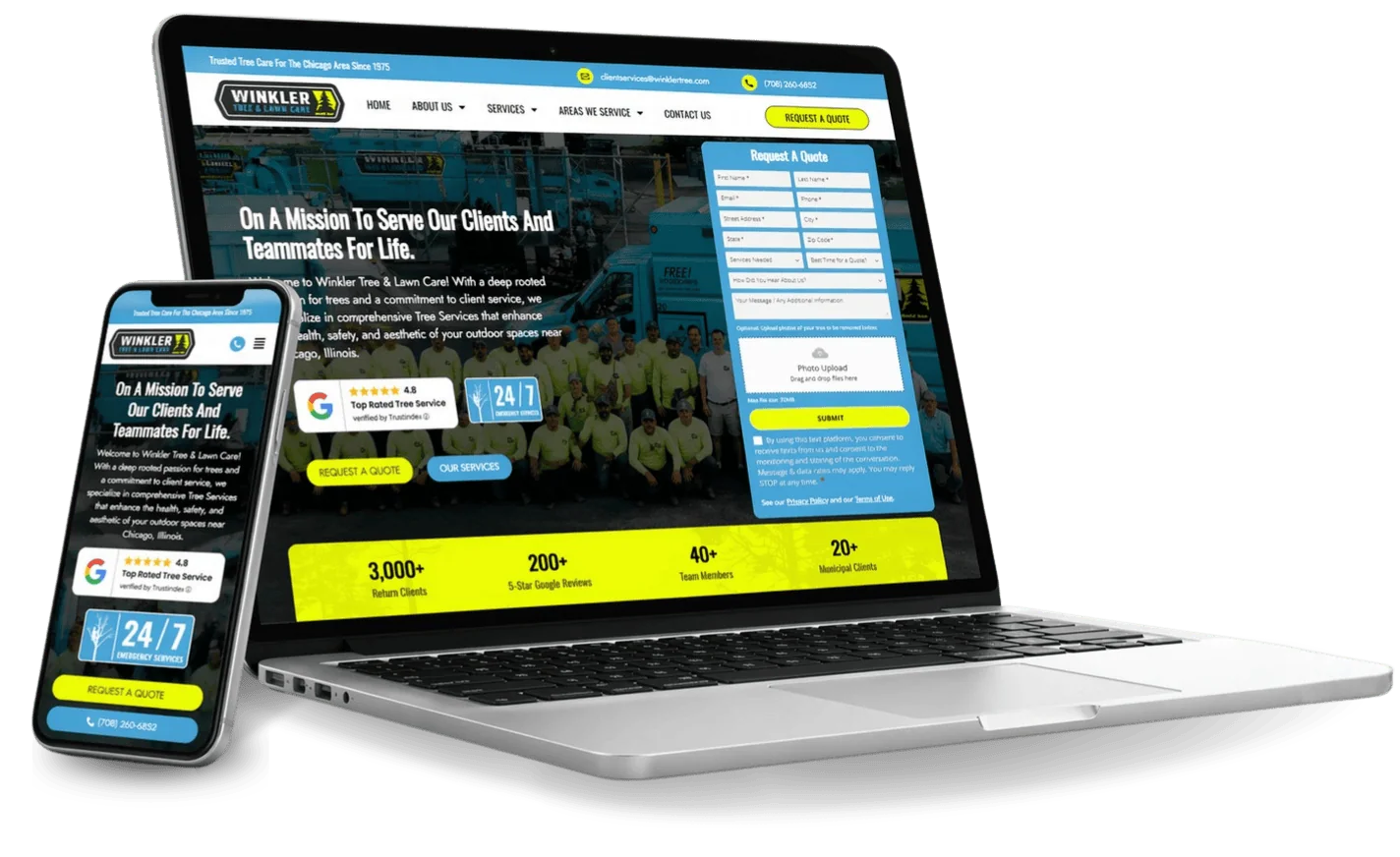 Dynamic image showcasing tree service web design strategies for effective customer engagement.