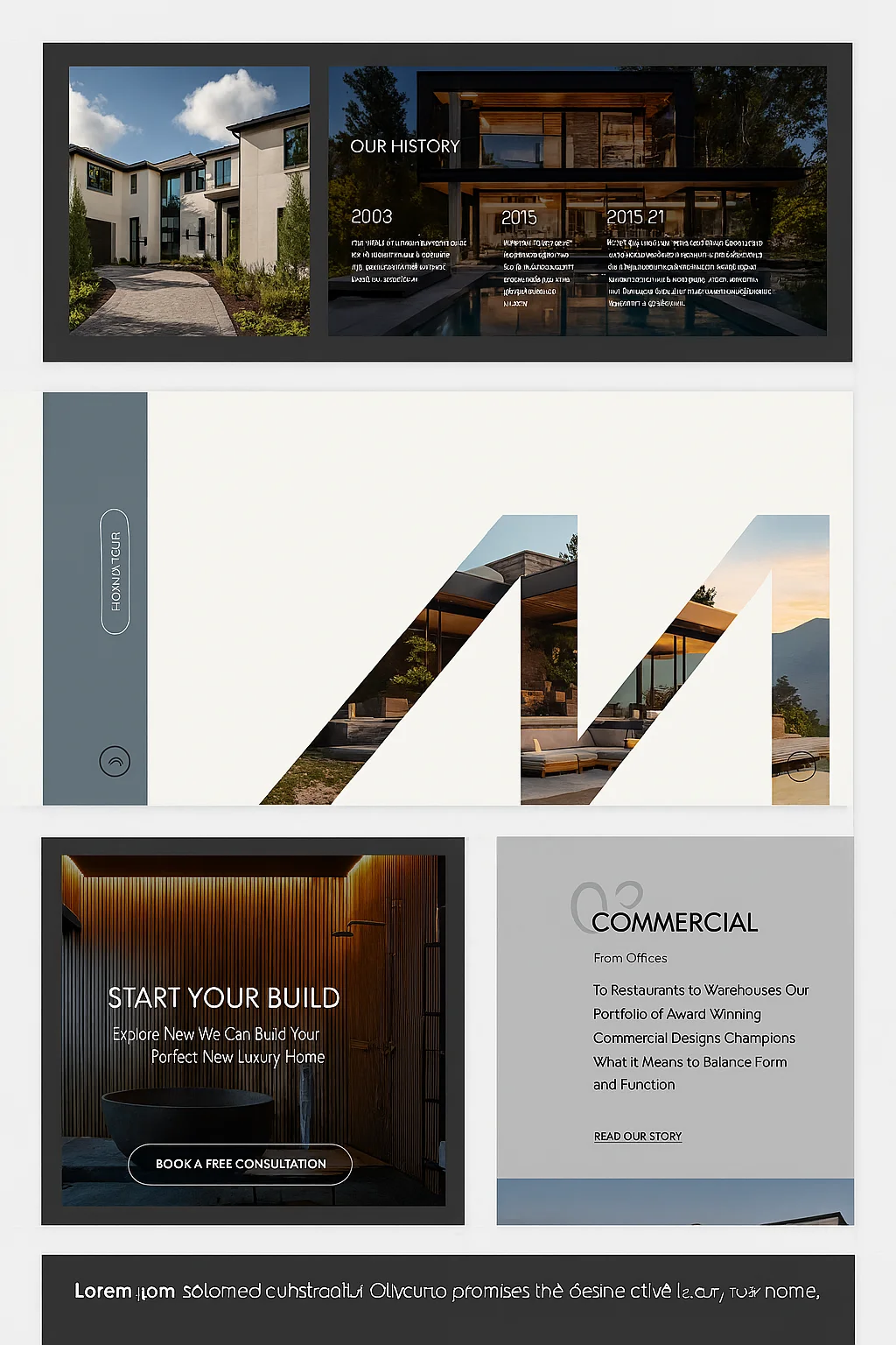 A visual mockup created by a website marketing company, showcasing luxury construction branding, modern web design, and strategic layout for custom builders.